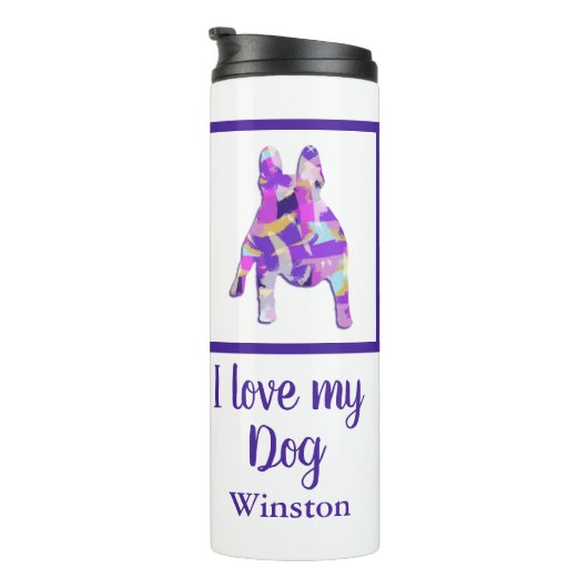 Franse buldog schattig huisdier silhouet Paarse PY Thermosbeker (Geroteerd rechts)