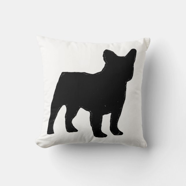 franse buldog silhouette pillow kussen (Voorkant)