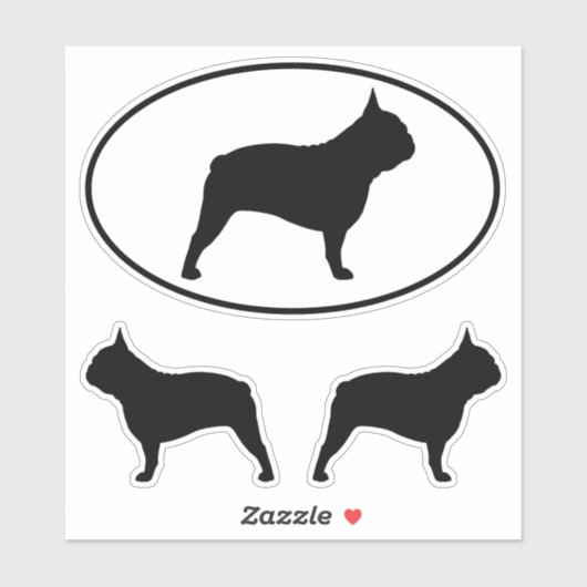 Franse buldog silhouetten franse Sticker set (Vel)