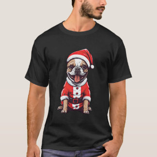 Franse buldog sinterklaas Pet kerstfeesthond T-shirt