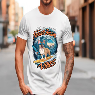 Franse buldog surfen franse splash t-shirt