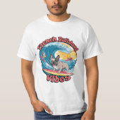 Franse buldog surfen tropische golf t-shirt (Voorkant)