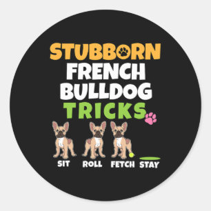 Franse buldog trucs I Hondenliefhebber I Fun franc Ronde Sticker