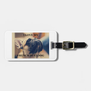 Franse buldog vaal liefde met foto bagagelabel