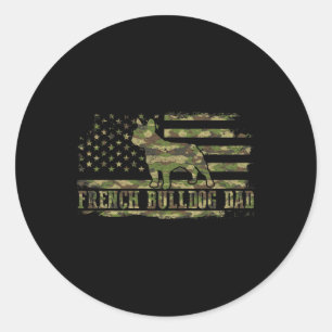 Franse buldog vader camouflage Amerikaanse vlag Pa Ronde Sticker