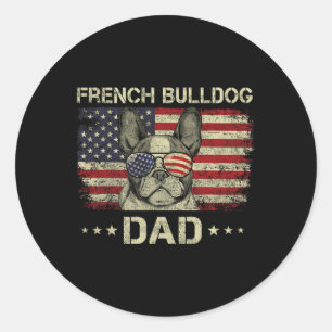 Franse buldog vader Hondenliefhebbers Amerikaanse Ronde Sticker