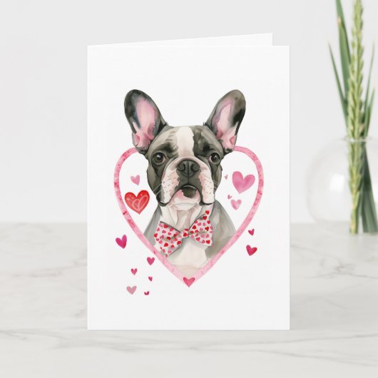 Franse buldog Valentijnsdag hond franchie hart Feestdagen Kaart (Voorkant)