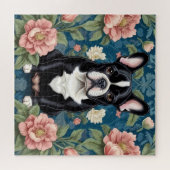 Franse buldog William Morris geïnspireerd Floral Legpuzzel (Horizontaal)