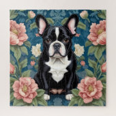 Franse buldog William Morris geïnspireerd Floral Legpuzzel (Verticaal)