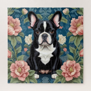 Franse buldog William Morris geïnspireerd Floral Legpuzzel