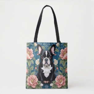 Franse buldog William Morris geïnspireerd Floral Tote Bag