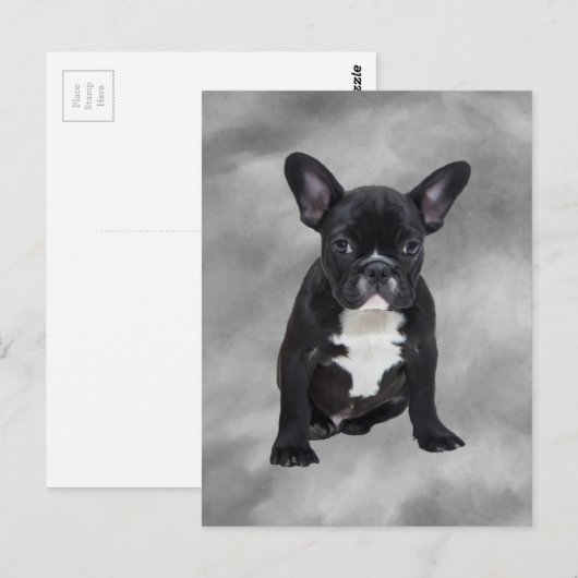 Franse buldog zittende Waterverf olieverfschilderi Briefkaart (Voorkant / Achterkant)