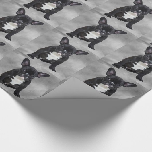 Franse buldog zittende Waterverf olieverfschilderi Cadeaupapier (Hoek)