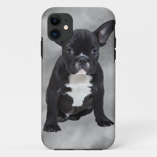 Franse buldog zittende Waterverf olieverfschilderi Case-Mate iPhone Case (Achterkant)