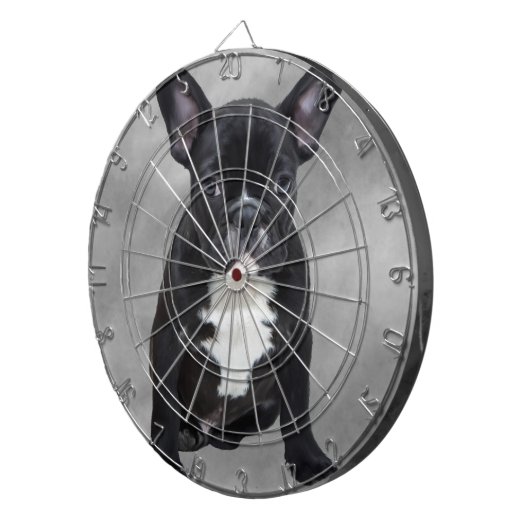 Franse buldog zittende Waterverf olieverfschilderi Dartbord (Voorkant Rechts)