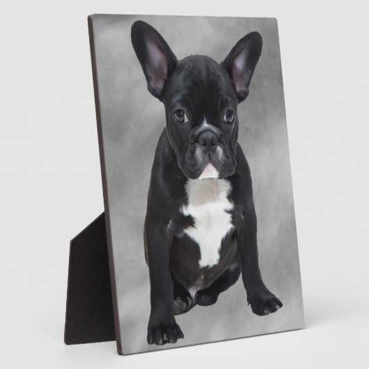 Franse buldog zittende Waterverf olieverfschilderi Fotoplaat (Zijkant)