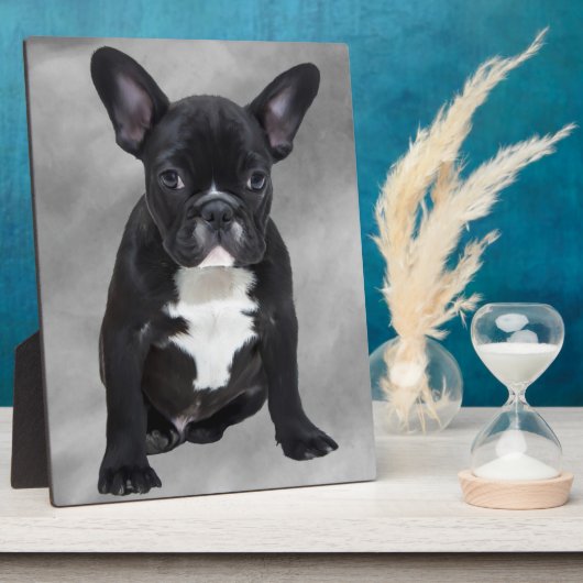 Franse buldog zittende Waterverf olieverfschilderi Fotoplaat (Zijkant)