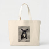Franse buldog zittende Waterverf olieverfschilderi Grote Tote Bag (Voorkant)