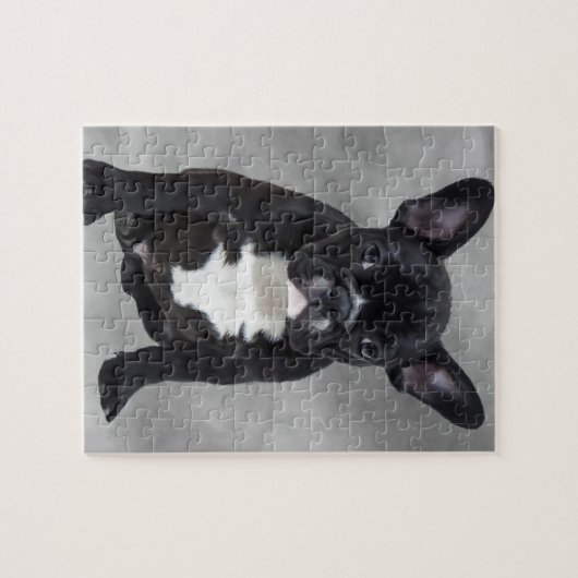 Franse buldog zittende Waterverf olieverfschilderi Legpuzzel (Horizontaal)
