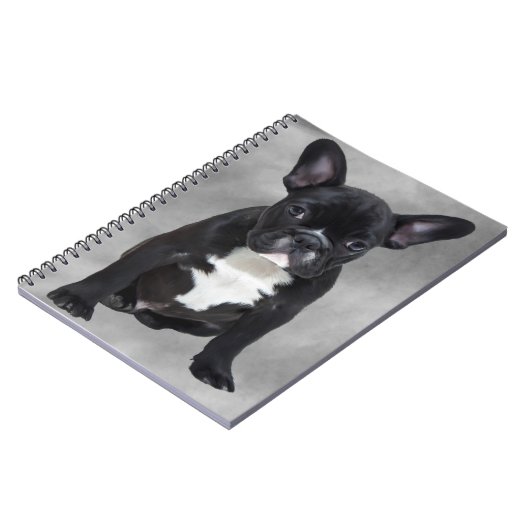 Franse buldog zittende Waterverf olieverfschilderi Notitieboek (Linkerzijde)