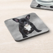 Franse buldog zittende Waterverf olieverfschilderi Onderzetter (Linkerzijde)