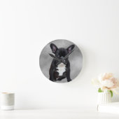 Franse buldog zittende Waterverf olieverfschilderi Ronde Klok (Huis)