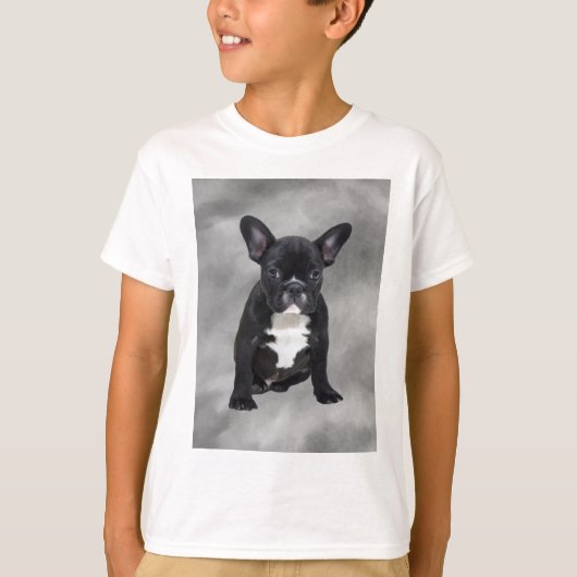 Franse buldog zittende Waterverf olieverfschilderi T-shirt (Voorkant)