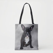 Franse buldog zittende Waterverf olieverfschilderi Tote Bag (Voorkant)
