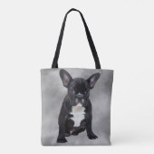 Franse buldog zittende Waterverf olieverfschilderi Tote Bag (Achterkant)