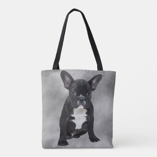 Franse buldog zittende Waterverf olieverfschilderi Tote Bag (Achterkant)