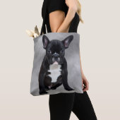 Franse buldog zittende Waterverf olieverfschilderi Tote Bag (Dichtbij)