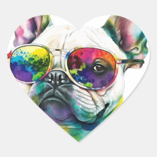 Franse buldog zonnebril hond puppy hart sticker