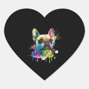 Franse buldog zonnebril hond puppy hart sticker