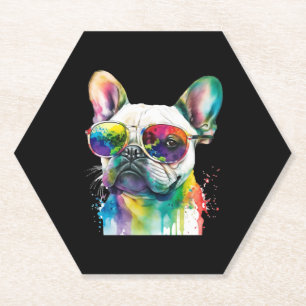 Franse buldog zonnebril hond puppy kartonnen onderzetters