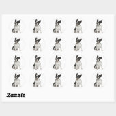 Franse buldog zwart en wit puppy hond ronde sticker (Vel)