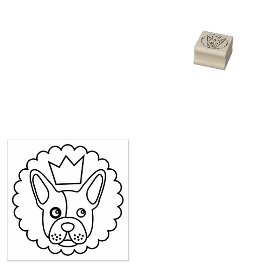 Franse bulgdog-hondloopkrooncirkel logo rubberstempel (Gestempeld)