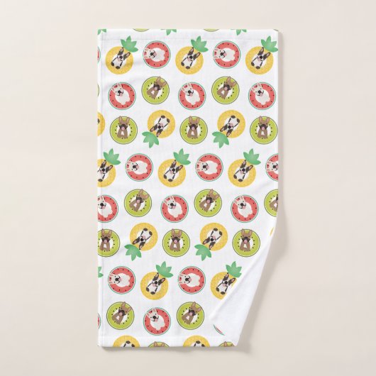 Franse bulgdogs in flessenpoelvloerpatroon bad handdoek (Handdoek)