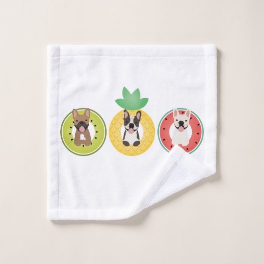 Franse bulgdogs in flessenpoelvloerpatroon bad handdoek (Wasdoekje)
