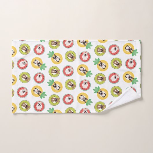 Franse bulgdogs in flessenpoelvloerpatroon bad handdoek (Handdoek)