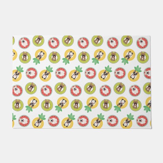 Franse bulgdogs in flessenpoelvloerpatroon deurmat (Voorkant)