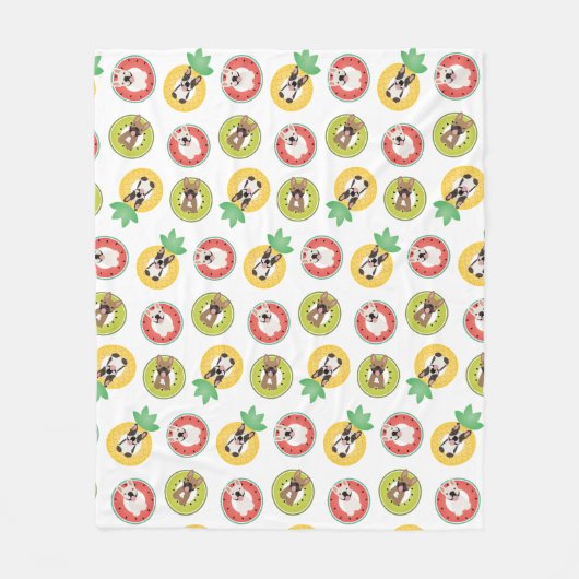 Franse bulgdogs in flessenpoelvloerpatroon fleece deken (Voorkant)