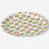 Franse bulgdogs in flessenpoelvloerpatroon papieren bordje (Gekanteld)