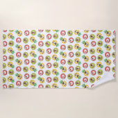 Franse bulgdogs in flessenpoelvloerpatroon strandlaken (Voorkant)