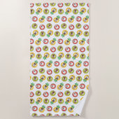 Franse bulgdogs in flessenpoelvloerpatroon strandlaken (Voorkant)