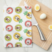 Franse bulgdogs in flessenpoelvloerpatroon theedoek (Quarter Fold)