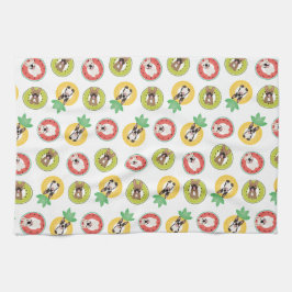 Franse bulgdogs in flessenpoelvloerpatroon theedoek