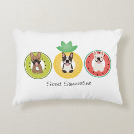 Franse bulgdogs in vruchtendrukvloeren accent kussen