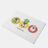 Franse bulgdogs in vruchtendrukvloeren deurmat (Schuin)