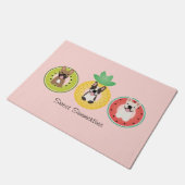 Franse bulgdogs in vruchtendrukvloeren deurmat (Schuin)