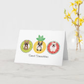 Franse bulgdogs in vruchtendrukvloeren kaart (Gele Bloem)